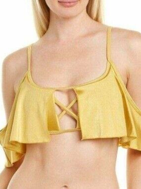 Minkpink Arabella Flounce Gold Ruffle Bikini Top
